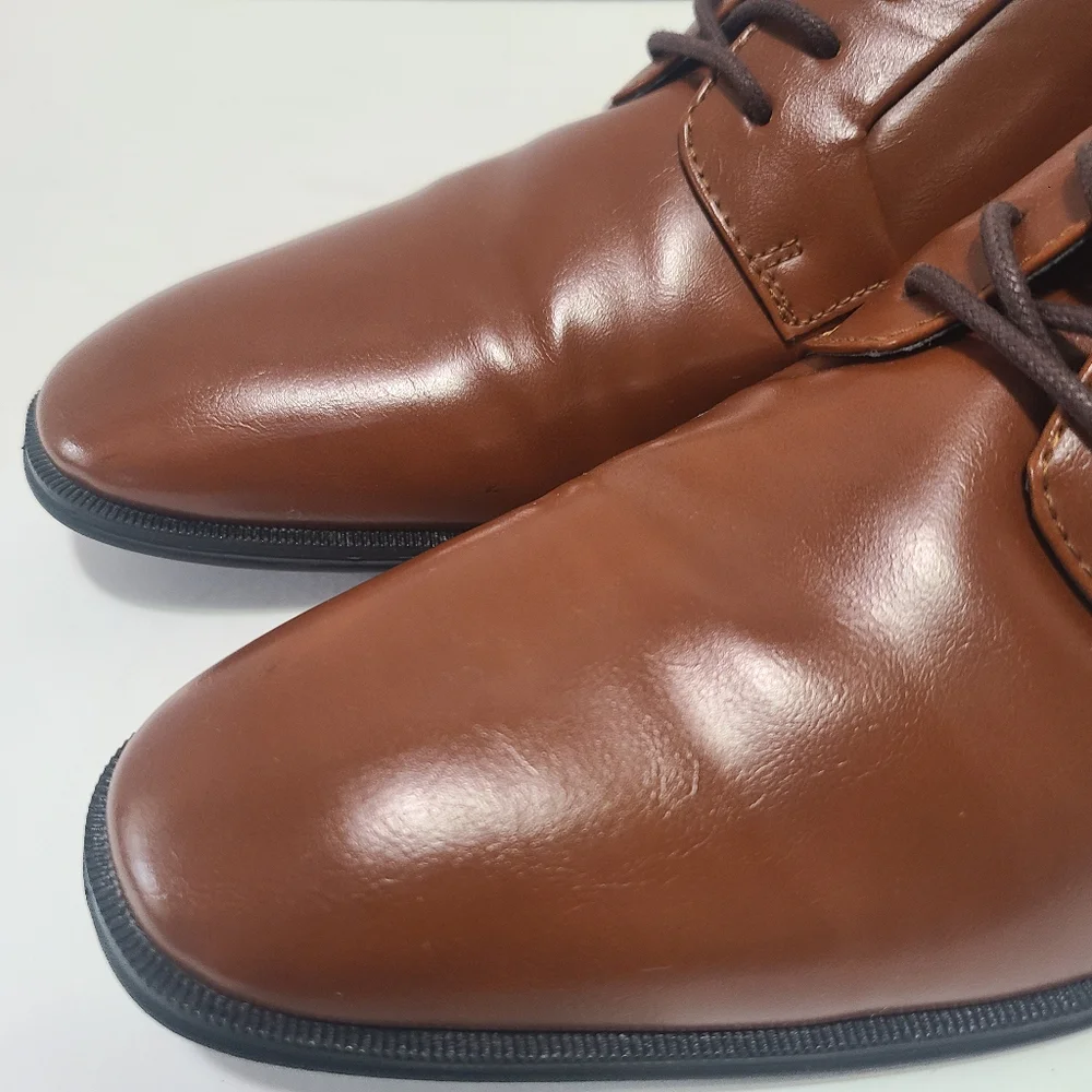 Alfani Andrew Classic Dark Tan Leather Men's‎ Dress Shoes Size 8.5